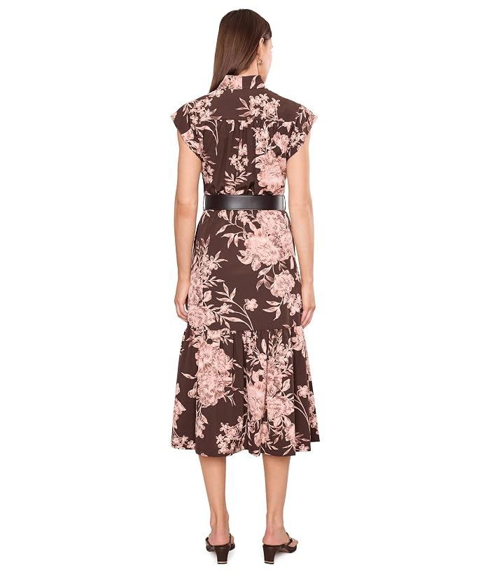 Calvin Klein Short Sleeve Floral Commuter Belted A-Line Midi - Image 4