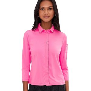 Jamie Sadock Full Zip Front Pointed Collar Contoured Seams