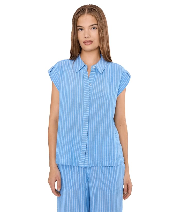 NIC+ZOE Petite Striped Gauze Resort Shirt