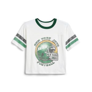 Junk Food Clothing Kids NFL New York Jets Striped Yoke Ringer Tee (Little Kid/Big Kid)