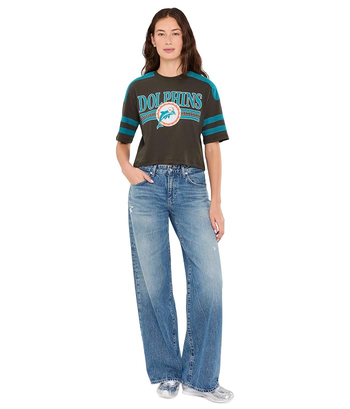 Junk Food Clothing NFL Miami Dolphins Bling Striped Crop Tee - Image 2