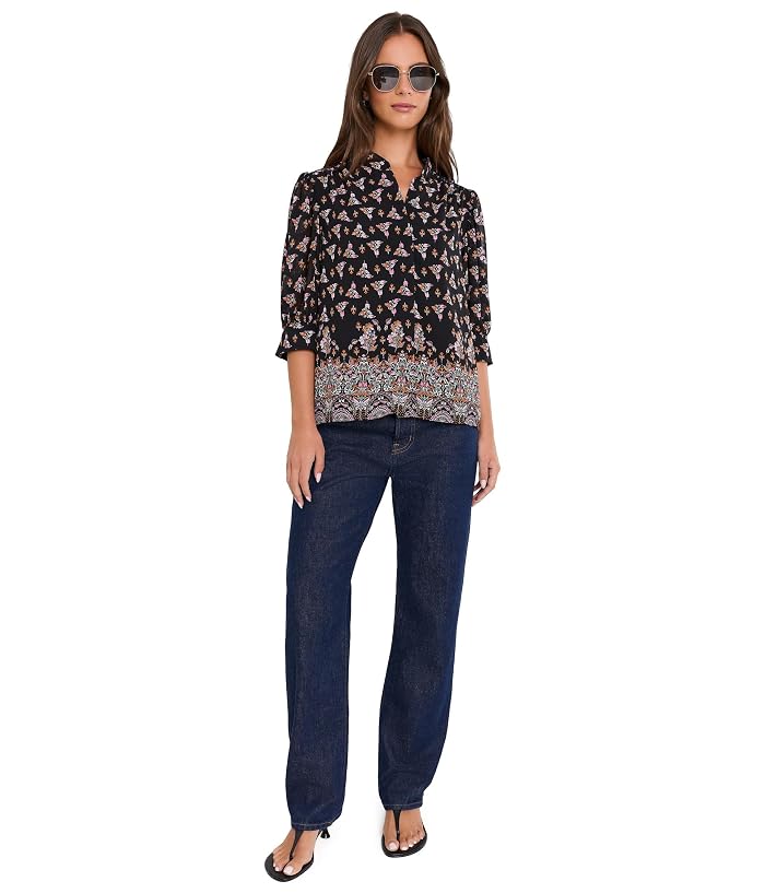 CeCe Open Collar Short Sleeve Top with Hidden Placket - Image 2