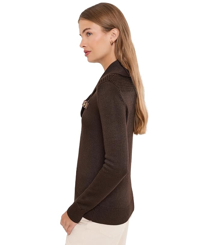 Lauren Ralph Lauren Petite Buckle-Trim Cotton-Blend Sweater - Image 3
