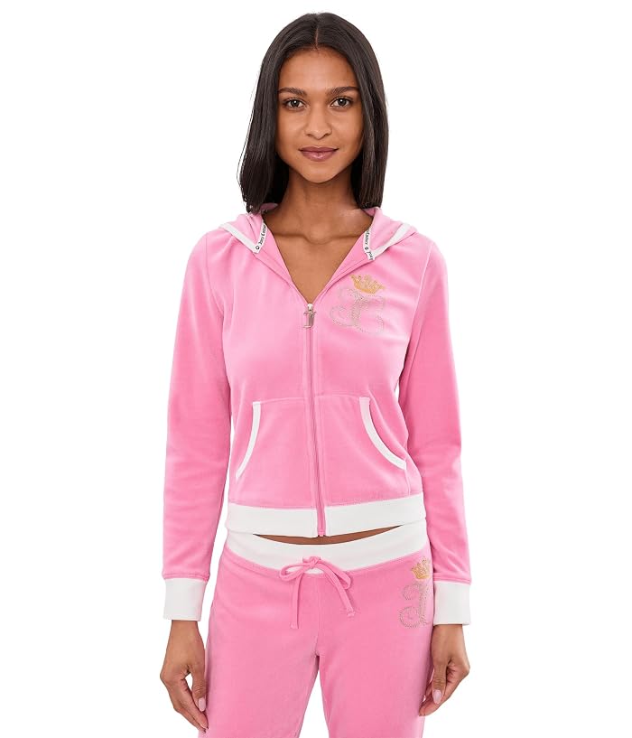 Juicy Couture Heritage Rib Trim Kangaroo Pocket Track Jacket