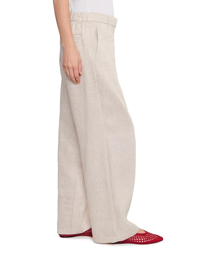 Eileen Fisher Striped Organic Linen Sheen High Waisted Full Length Trousers - Image 3