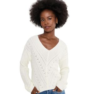 Liverpool Los Angeles Long Sleeve V-Neck Drop Shoulder Sweater