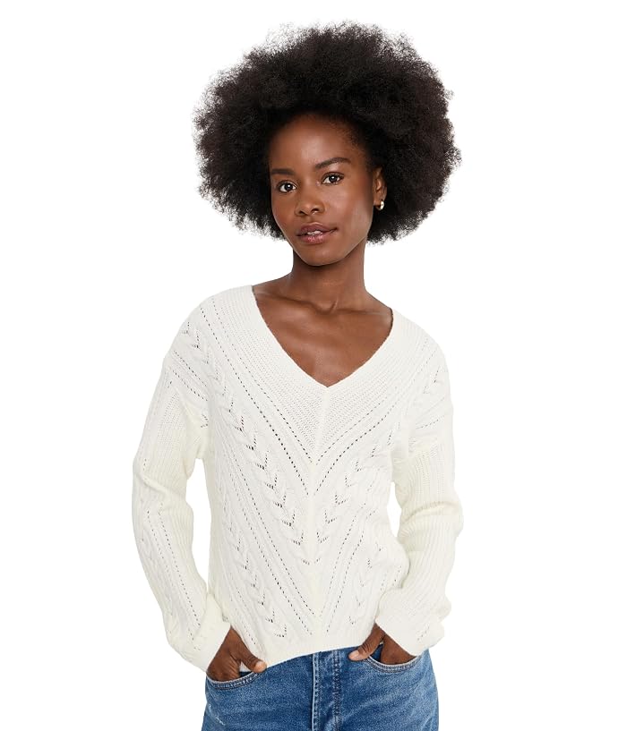 Liverpool Los Angeles Long Sleeve V-Neck Drop Shoulder Sweater