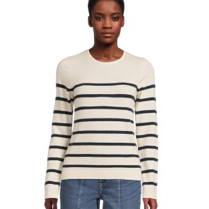 L.L.Bean Classic Cashmere Sweater Crewneck Stripe
