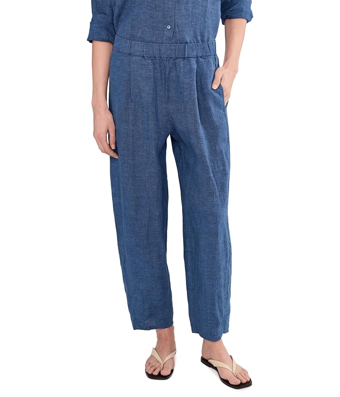 Eileen Fisher Washed Organic Linen Delave Ankle Pleated Lantern Pants