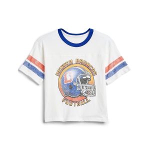 Junk Food Clothing Kids NFL Denver Broncos Striped Yoke Ringer Tee (Little Kid/Big Kid)