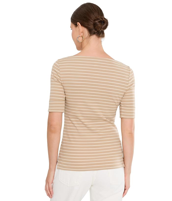 Lauren Ralph Lauren Striped Stretch Cotton Boatneck Tee - Image 4