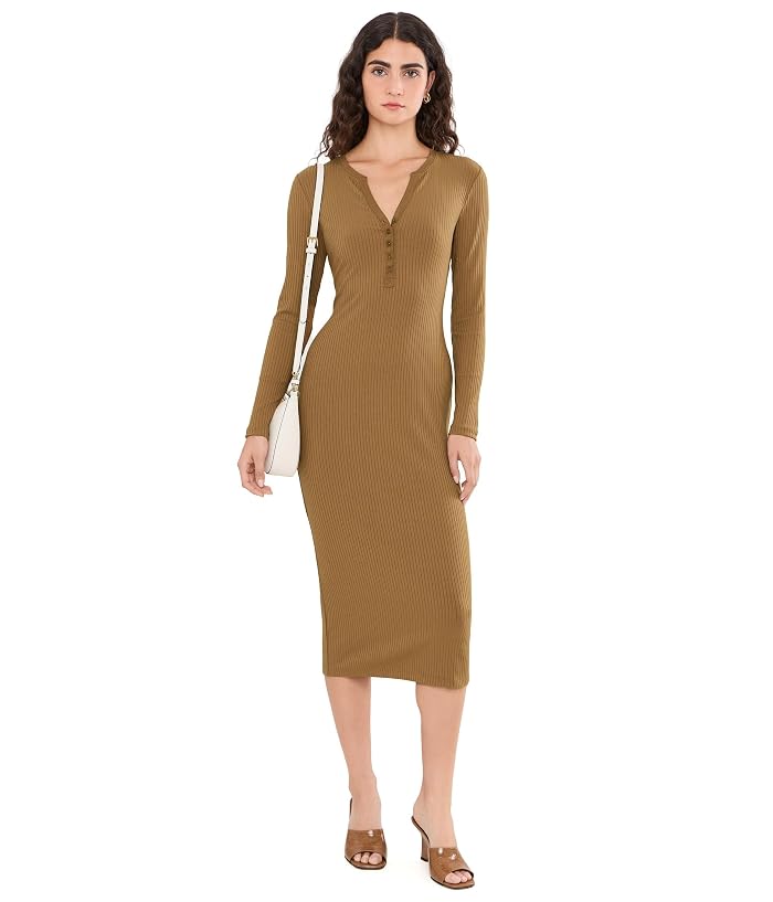 Lauren Ralph Lauren Rib-Knit Henley Midi Dress - Image 2