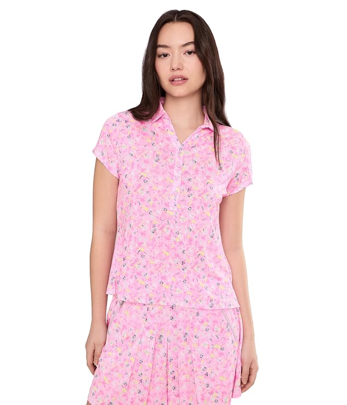 Jamie Sadock Wildflower Print Crossover V-Neck Short Sleeve