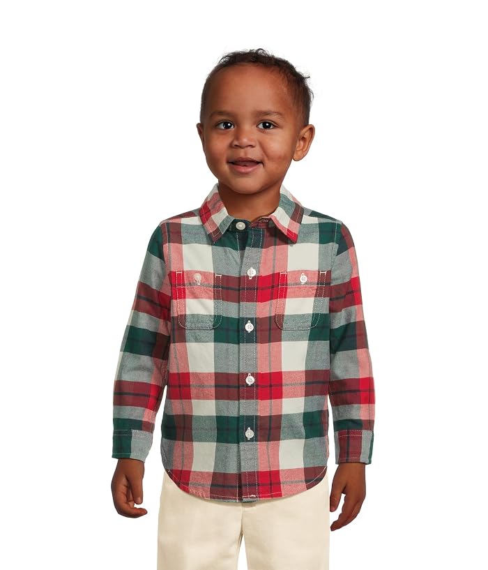 Janie and Jack Plaid Twill Button Down Shirt (Infant)