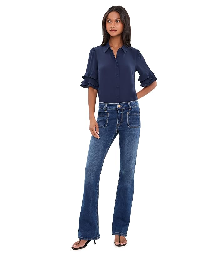 CeCe Long Sleeve Collared Blouse w/ Ruffle Hem - Image 2