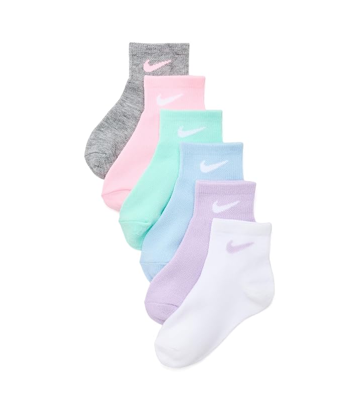 Nike Kids Metallic Swoosh 6-Pack Quarter Socks (Little Kid)