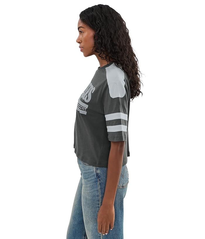 Junk Food Clothing NFL Las Vegas Raiders Bling Striped Crop Tee - Image 3