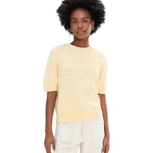 Vince Camuto Floral Applique Short Sleeve Crew Neck