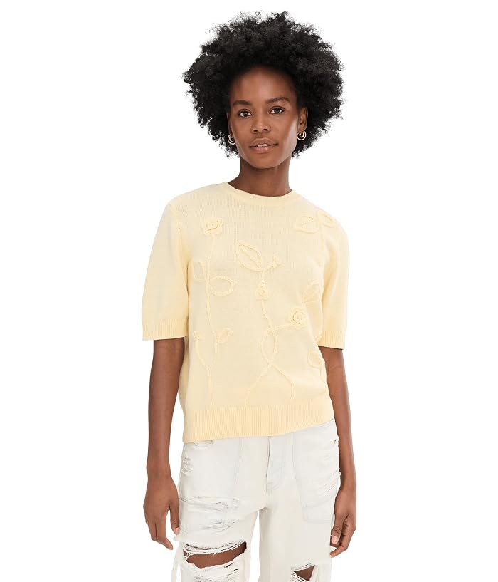 Vince Camuto Floral Applique Short Sleeve Crew Neck