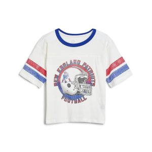 Junk Food Clothing Kids NFL New England Patriots Striped Yoke Ringer Tee (Little Kid/Big Kid)