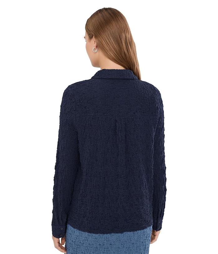 Eileen Fisher Petite Bubble Jacquard Classic Collar Shirt - Image 4