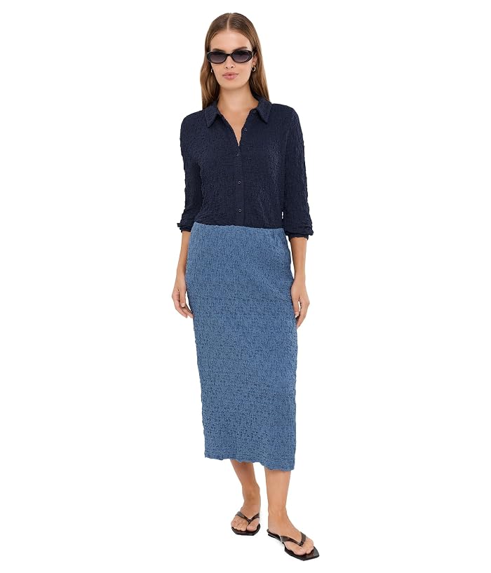 Eileen Fisher Petite Bubble Jacquard Classic Collar Shirt - Image 2