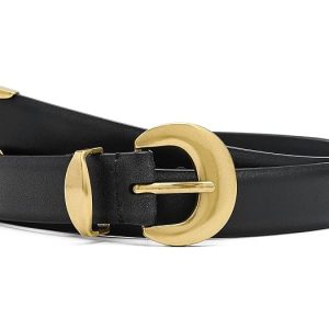 Madewell Domed-Buckle Wide Belt in Leather