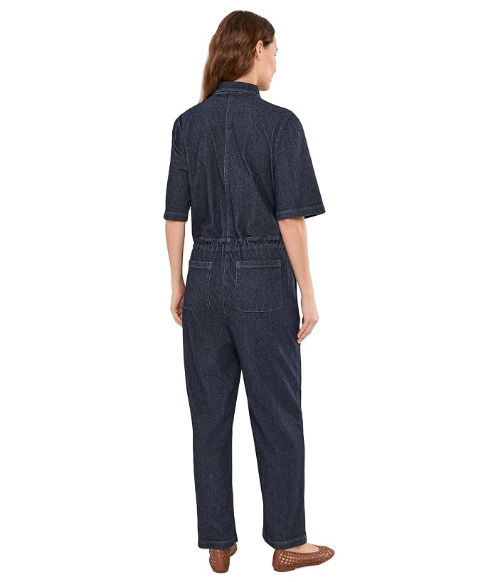 Eileen Fisher Organic Cotton Indigo Knit Classic Collar Jumpsuit - Image 4