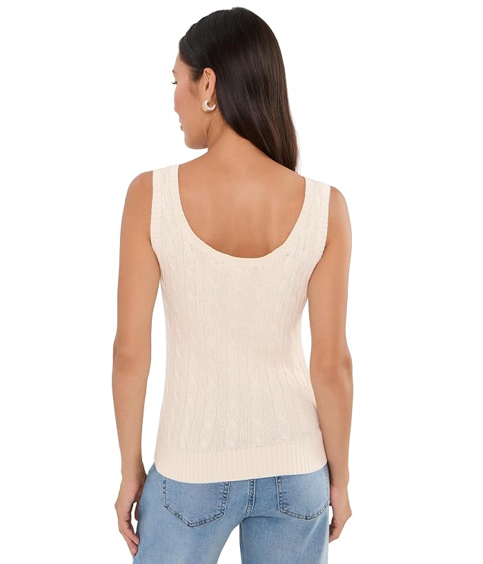 Lauren Ralph Lauren Petite Cable Cotton-Blend Sleeveless Sweater - Image 4