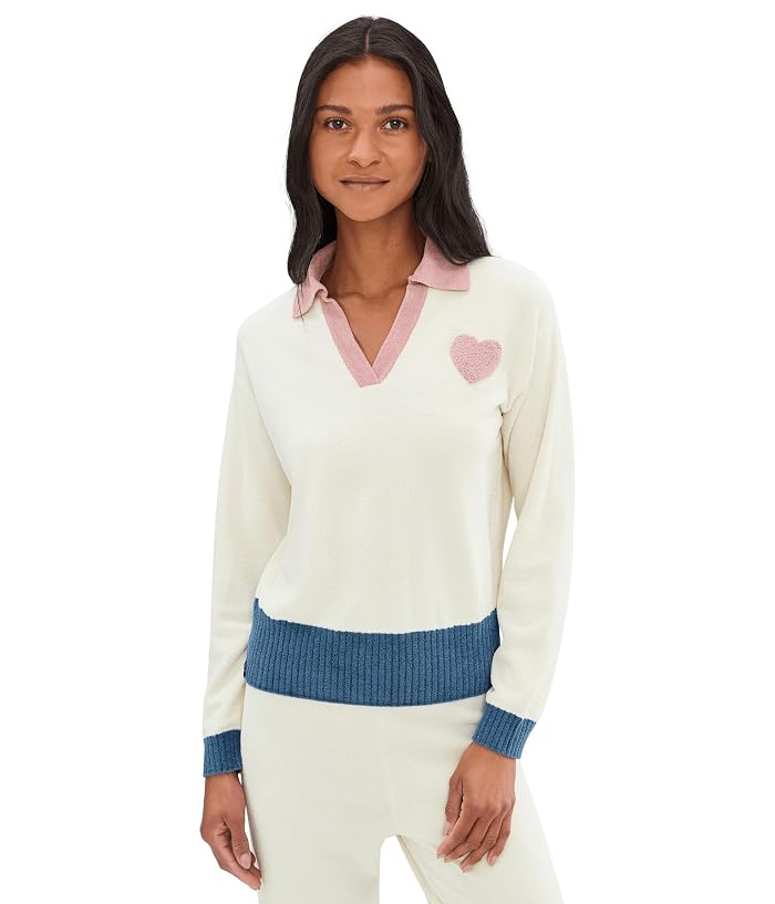 Barefoot Dreams CozyChic Ultra Lite® Color Block Heart Collared Pullover