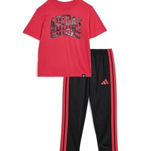 adidas Kids Graphic Cotton Tee & 3-Stirpe Pants Set (Toddler/Little Kid)