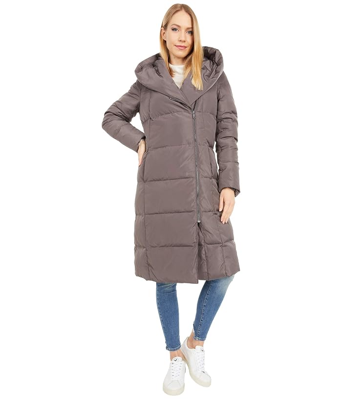 Cole Haan Zip Front Down Coat w/ Dramatic Oversized Hood