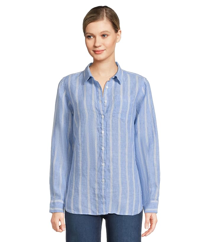 L.L.Bean Premium Washable Linen Stripe Tunic Shirt
