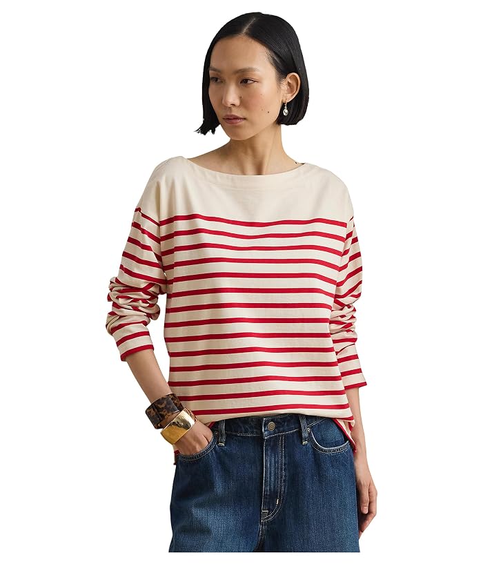 Lauren Ralph Lauren Striped Jersey Boatneck Top
