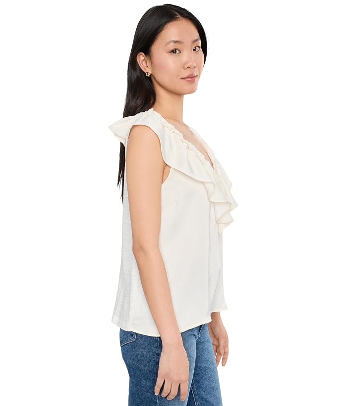 Liverpool Los Angeles Ruffle Front Sleeveless Woven To Knit Top - Image 3
