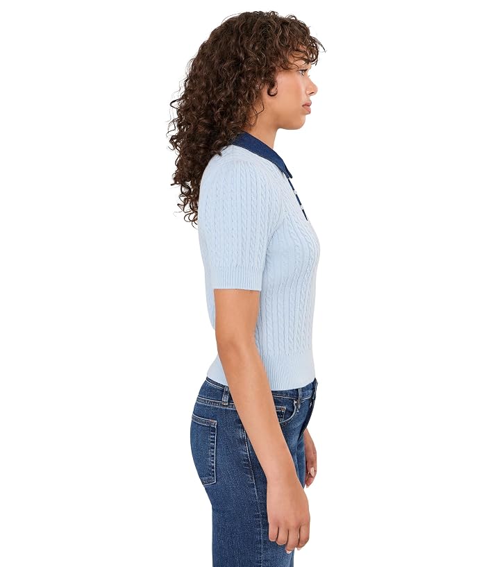 525 america Astor Denim Mix Mini Cable Short Sleeve Pullover - Image 3