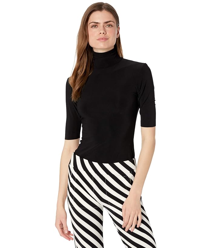 Norma Kamali Slim Fit Short Sleeve Turtle Top