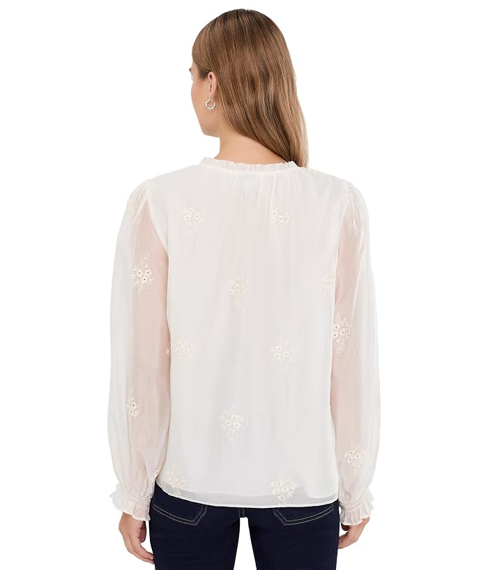 CeCe Long Sleeve Ruffle Neck Top - Image 4