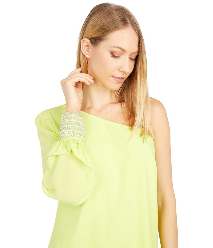 ONE33 Social One Shoulder Chic Beaded Cuff Cocktail Dress - Image 4
