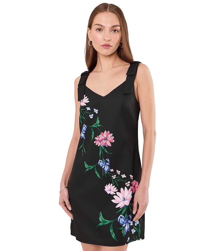 CeCe Bow Strap Placement Print Midi Dress