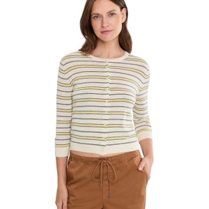Vince Striped 3/4 Sleeve Cardi
