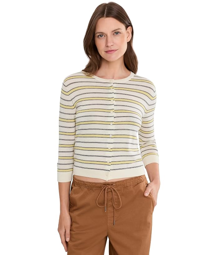 Vince Striped 3/4 Sleeve Cardi