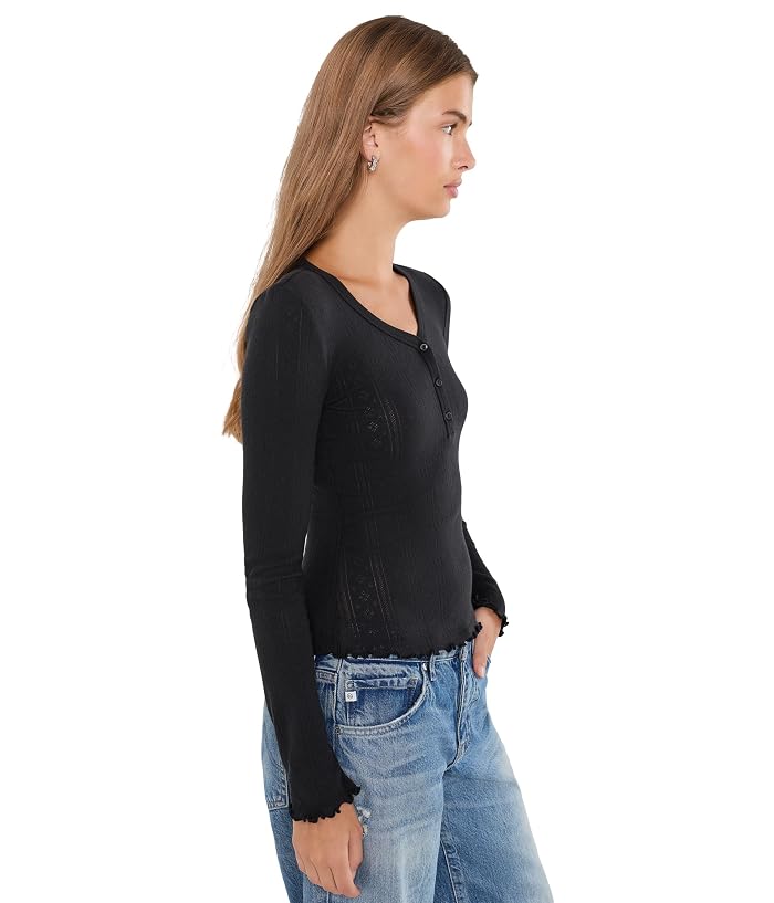 DAZE Bunny Everyday Daze V-Neck Long Sleeve Pointelle Henley - Image 3