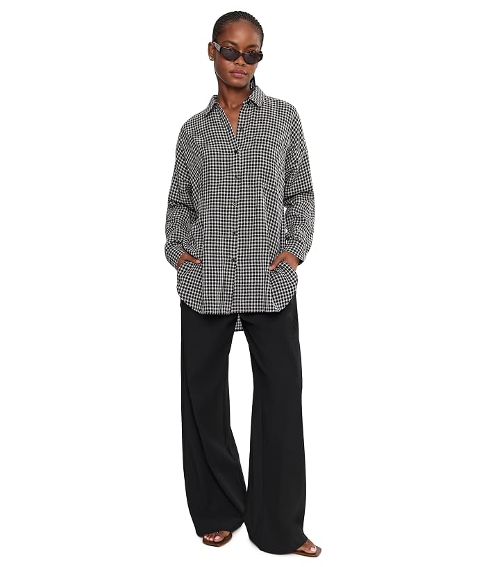 Eileen Fisher Wool Cotton Check Classic Collar Shirt - Image 2
