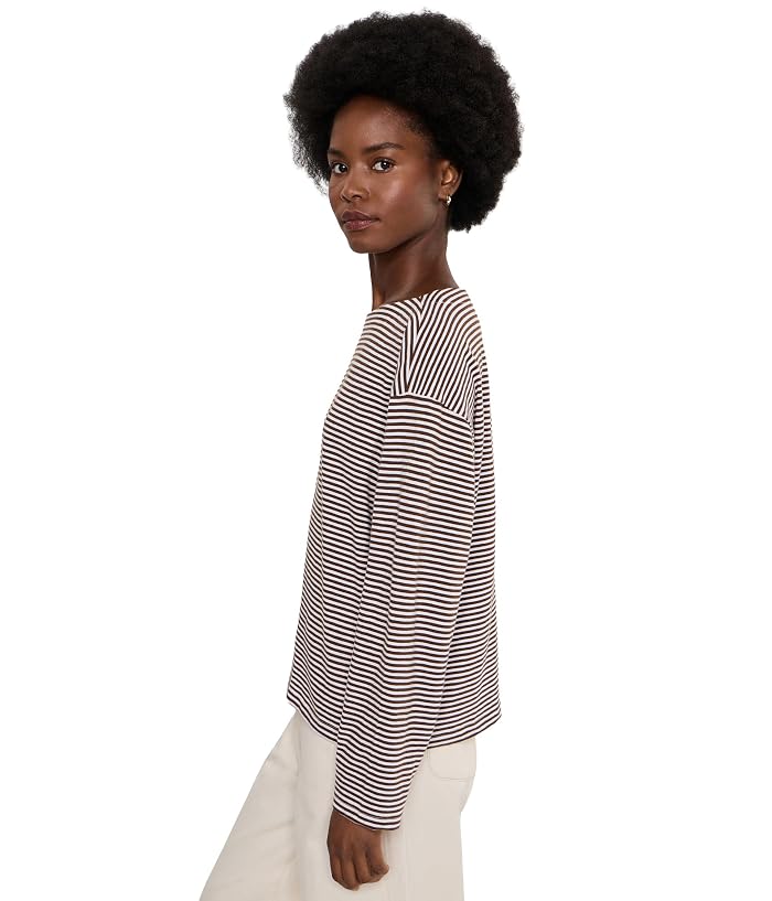 Eileen Fisher Striped Organic Cotton Slub Bateau Neck Top - Image 3