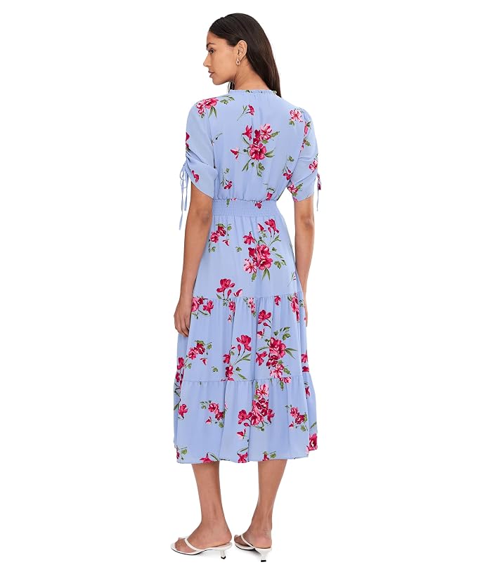 CeCe Ruched Short Sleeve Smocked Waist Tiered Maxi Dress - Image 4