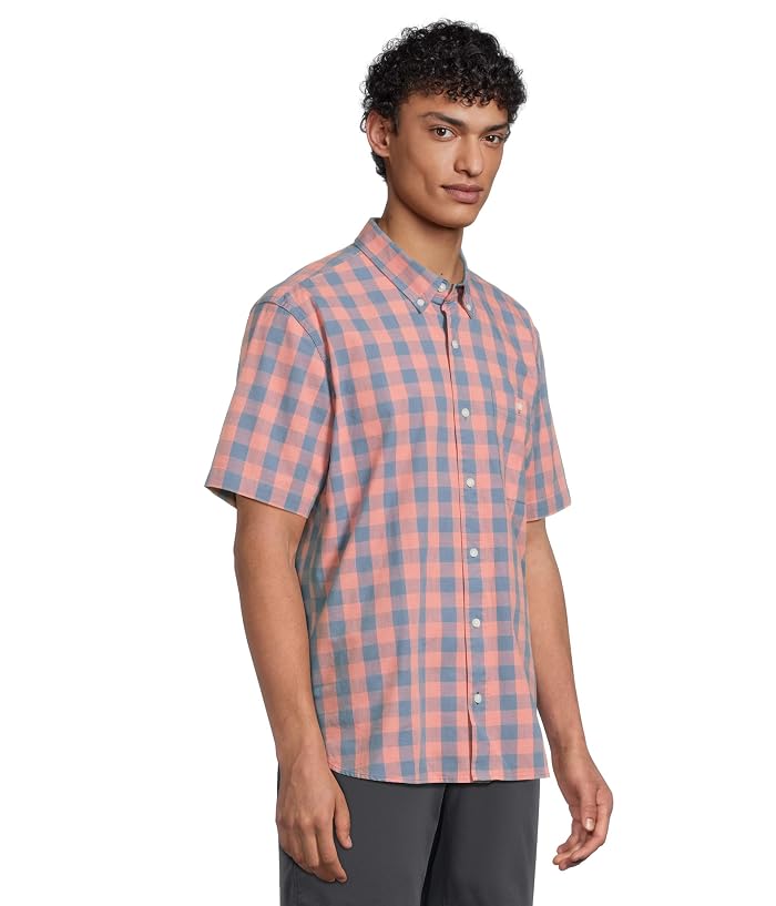 L.L.Bean Comfort Stretch Chambray Shirt Short Sleeve Traditional Fit Plaid - Image 2