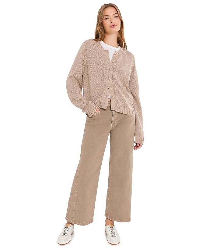 KUT from the Kloth Petite Meg High-Rise Wide Leg Side Panel in Milk Tea - Image 2