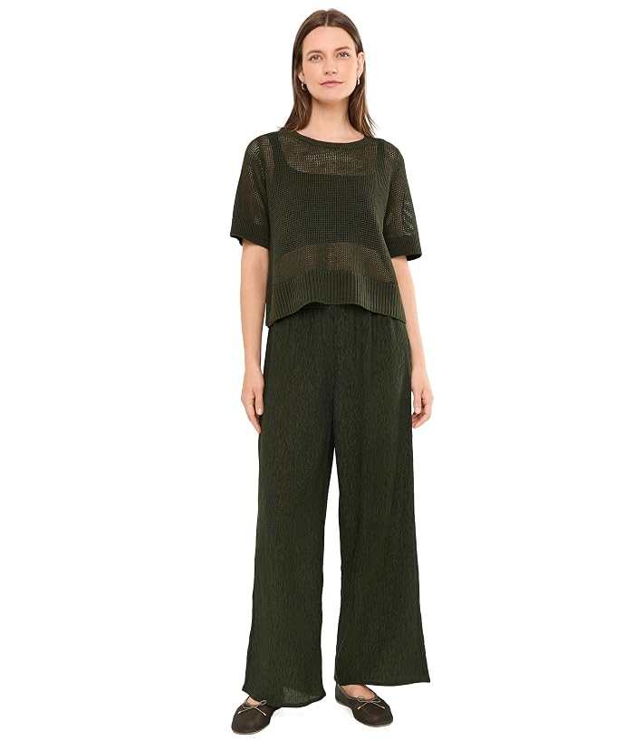Eileen Fisher Organic Linen Cotton Round Neck Short Sleeve Sweater - Image 2