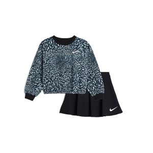Nike Kids Aop Crew Neck Sweatshirt and Skort Set (Little Kid)